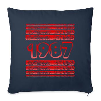 Année 1987 - Housse de coussin décorative 45 x 45 cm - bleu marine - Devant