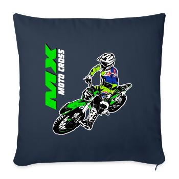 Supercross - Moto Cross - Motocross - Housse de coussin décorative 45 x 45 cm - bleu marine - Devant