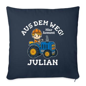 Julian Vorname Traktor - Sofakissenbezug 45 x 45 cm - Navy - Vorne