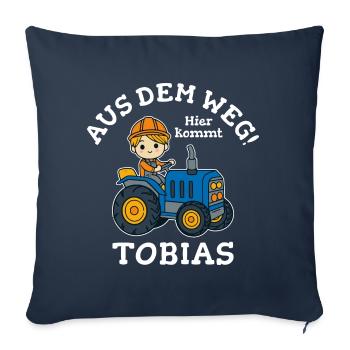 Tobias Vorname Traktor - Sofakissenbezug 45 x 45 cm - Navy - Vorne