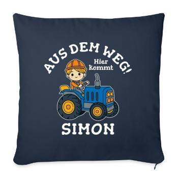 Simon Vorname Traktor - Sofakissenbezug 45 x 45 cm - Navy - Vorne