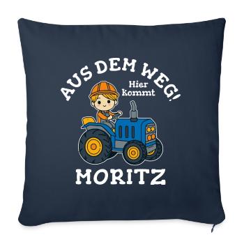 Moritz Vorname Traktor - Sofakissenbezug 45 x 45 cm - Navy - Vorne