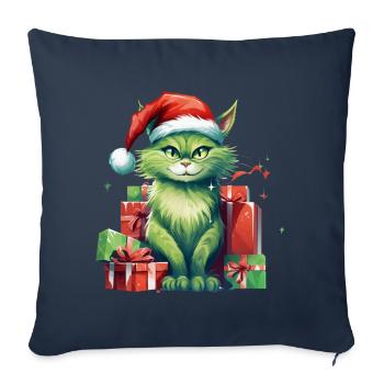 Katze Weihnachten Weihnachtselfe Geschenke Mütze - Sofakissenbezug 45 x 45 cm - Navy - Vorne