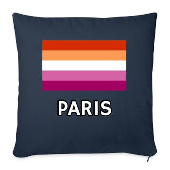 Drapeau de la fierté lesbienne Paris - Housse de coussin décorative 45 x 45 cm - bleu marine - Devant