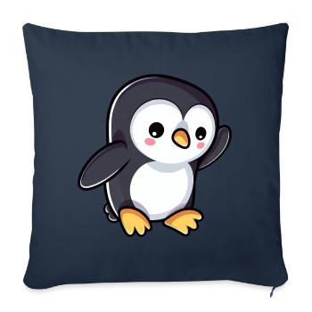 Cute cartoon penguin waving - Sofa pillowcase 17,3'' x 17,3'' (45 x 45 cm) - navy - Front