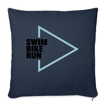 Triathlon course à pied - Housse de coussin décorative 45 x 45 cm - bleu marine - Devant