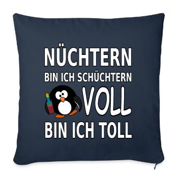 nüchtern bin ich schüchtern - voll bin ich toll - Sofakissenbezug 45 x 45 cm - Navy - Vorne