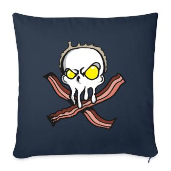Œuf Bacon Petit Déjeuner Brunch Œuf Frit Pirate Cadeau - Housse de coussin décorative 45 x 45 cm - bleu marine - Devant