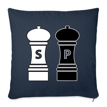 Idée cadeau cuisine salière et poivrière - Housse de coussin décorative 45 x 45 cm - bleu marine - Devant