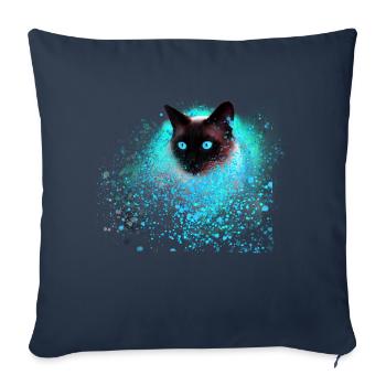 chat siam, coloré, graffiti, je peins de l'art, chat, vert - Housse de coussin décorative 45 x 45 cm - bleu marine - Devant