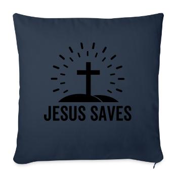 Jésus sauve - Housse de coussin décorative 45 x 45 cm - bleu marine - Devant
