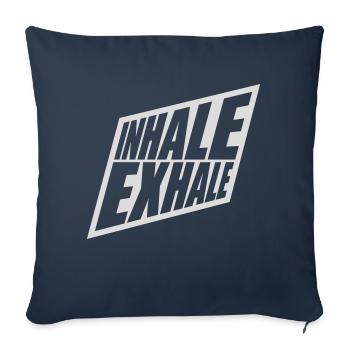 Inspirez expirez Yoga citation - Housse de coussin décorative 45 x 45 cm - bleu marine - Devant