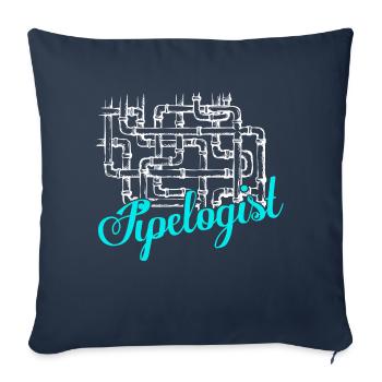 Pipelogue Plombier Tuyauteur Clé - Housse de coussin décorative 45 x 45 cm - bleu marine - Devant