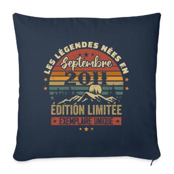 Rétro 2011 - Les légendes nées en Septembre 2011 - Housse de coussin décorative 45 x 45 cm - bleu marine - Devant