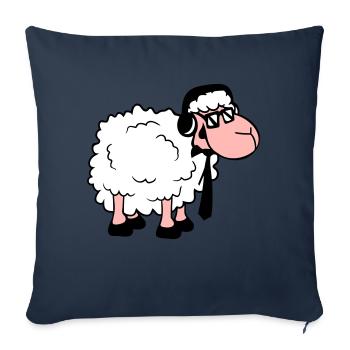 mouton lunettes de soleil cravate musique DJ casque Fun - Housse de coussin décorative 45 x 45 cm - bleu marine - Devant