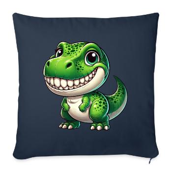 Cute Dino T-Rex Cartoon Teeth Show Smile - Sofa pillowcase 17,3'' x 17,3'' (45 x 45 cm) - navy - Front