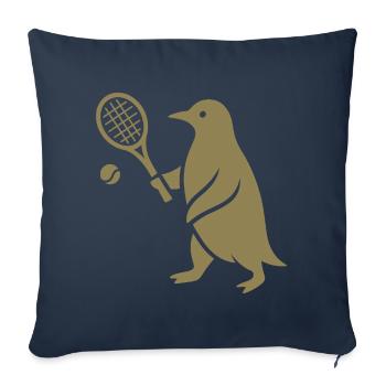 Minimalistischer Pinguin Tennisspieler - Sofakissenbezug 45 x 45 cm - Navy - Vorne