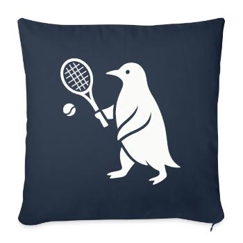 Minimalistischer Pinguin Tennisspieler - Sofakissenbezug 45 x 45 cm - Navy - Vorne