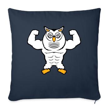 Owl Bodybuilder Muscles Biceps Poses Gym Rat Cool - Sofa pillowcase 17,3'' x 17,3'' (45 x 45 cm) - navy - Front