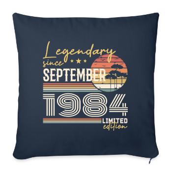 Septembre 1984 Né en Septembre 1984 September 1984 - Housse de coussin décorative 45 x 45 cm - bleu marine - Devant