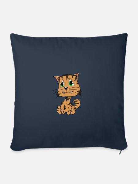süße getigerte Katze - Sofakissenbezug 45 x 45 cm - Navy