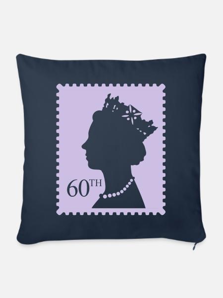 Queen's Jubilee Stamp - Sofa pillowcase 17,3'' x 17,3'' (45 x 45 cm) - navy