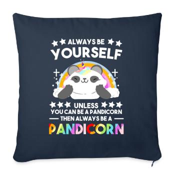 Drôle pandacorne licorne Panda Ours Eucalyptus Cadeau - Housse de coussin décorative 45 x 45 cm - bleu marine - Devant