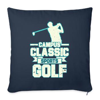 Conception classique de T-shirt de golf de sports de campus - Housse de coussin décorative 45 x 45 cm - bleu marine - Devant