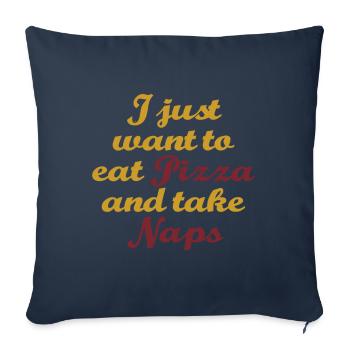 Funny Nap King Tshirt Design Pizza Naps - Sofa pillowcase 17,3'' x 17,3'' (45 x 45 cm) - navy - Front