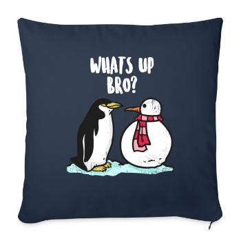 Cadeau de Pôle Nord Pingouin Pôle Sud - Housse de coussin décorative 45 x 45 cm - bleu marine - Devant