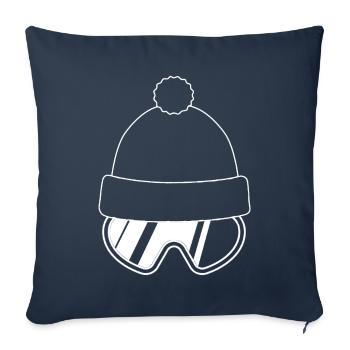 Skieur - snowboarder - casquette avec des lunettes - Housse de coussin décorative 45 x 45 cm - bleu marine - Devant