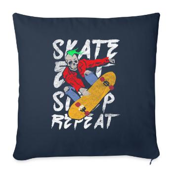 Eat Sleep Repeat Skateboarding Skateboard Skull - Sofa pillowcase 17,3'' x 17,3'' (45 x 45 cm) - navy - Front
