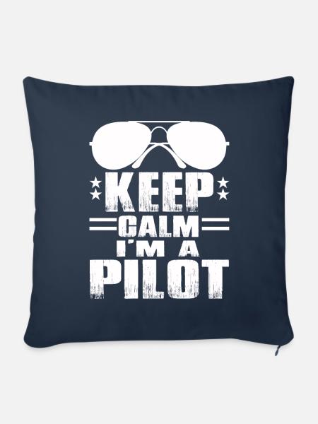 I am Pilot-Ich bin Pilot - Sofakissenbezug 45 x 45 cm - Navy