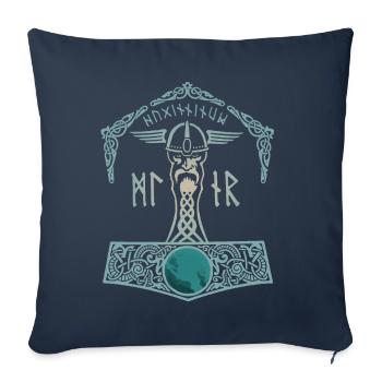 Thor Hammer Mjölnir Walhalla Viking Men - Sofa pillowcase 17,3'' x 17,3'' (45 x 45 cm) - navy - Front