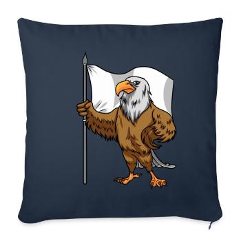 L’aigle fier avec la paix drapeau blanc à tête de mer - Housse de coussin décorative 45 x 45 cm - bleu marine - Devant