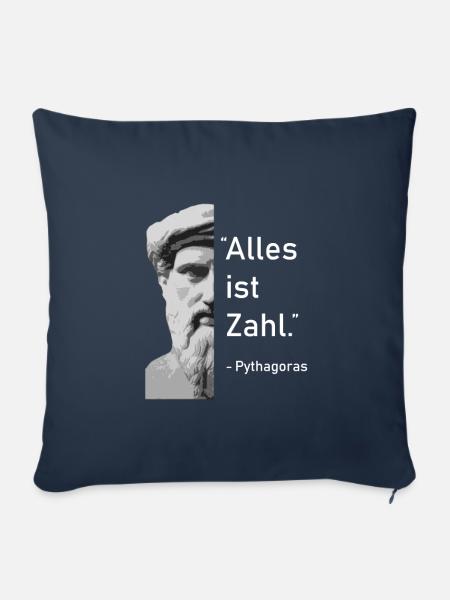Geschenk Mathelehrer | Pythagoras Alle ist Zahl - Sofakissenbezug 45 x 45 cm - Navy