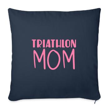 Triathlon Maman - Housse de coussin décorative 45 x 45 cm - bleu marine - Devant