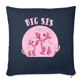 chiens de grande soeur - Housse de coussin décorative 45 x 45 cm - bleu marine - Devant