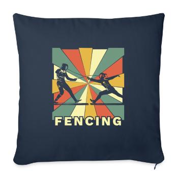 Cadeau vintage rétro en fleuret - Housse de coussin décorative 45 x 45 cm - bleu marine - Devant