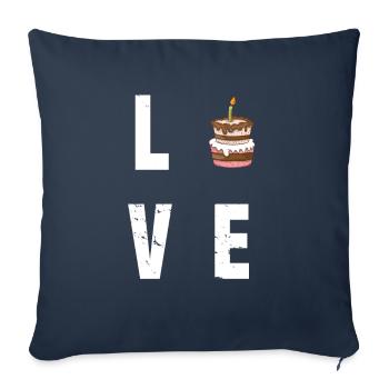 Gateau gateau gateau - Housse de coussin décorative 45 x 45 cm - bleu marine - Devant