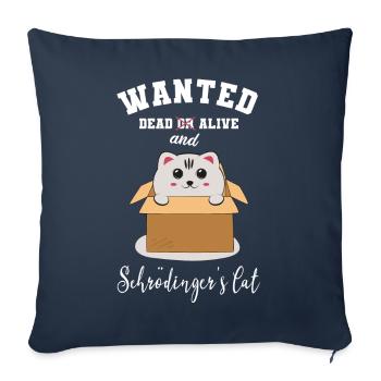 Chat de schrödinger physique chat chaton mignon - Housse de coussin décorative 45 x 45 cm - bleu marine - Devant
