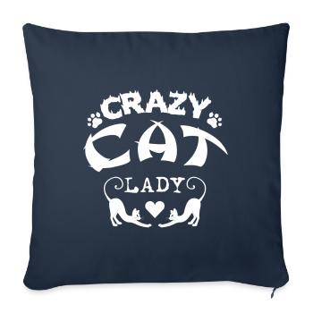 Chemise Cat Crazy Cat Lady - Housse de coussin décorative 45 x 45 cm - bleu marine - Devant