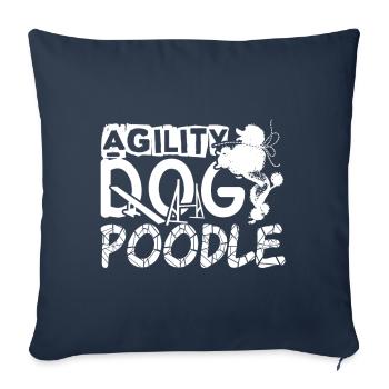 Chien d'agilité caniche - Housse de coussin décorative 45 x 45 cm - bleu marine - Devant