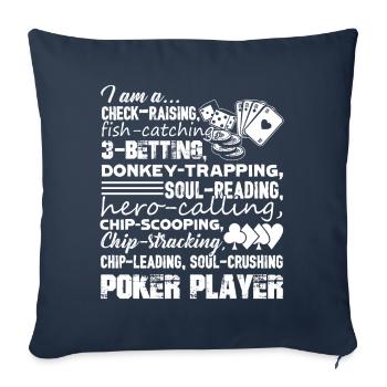 Poker Je suis un joueur de poker - Housse de coussin décorative 45 x 45 cm - bleu marine - Devant