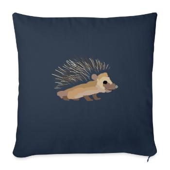 Hedgehog painted - Sofa pillowcase 17,3'' x 17,3'' (45 x 45 cm) - navy - Front