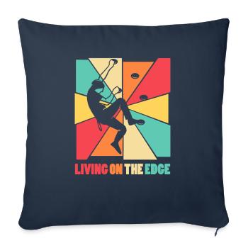 Vivre au bord d'un mur d'escalade - Housse de coussin décorative 45 x 45 cm - bleu marine - Devant