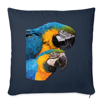 Blau-gelber Ara - Sofakissenbezug 45 x 45 cm - Navy - Vorne