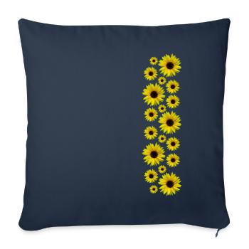 Tournesol, Fleurs, Fleurs, Floral - Housse de coussin décorative 45 x 45 cm - bleu marine - Devant