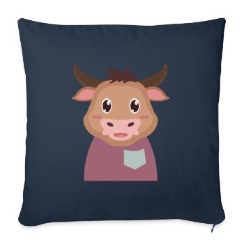 Cow bull - Sofa pillowcase 17,3'' x 17,3'' (45 x 45 cm) - navy - Front