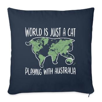 Chat ludique avec carte idée cadeau Geologie - Housse de coussin décorative 45 x 45 cm - bleu marine - Devant